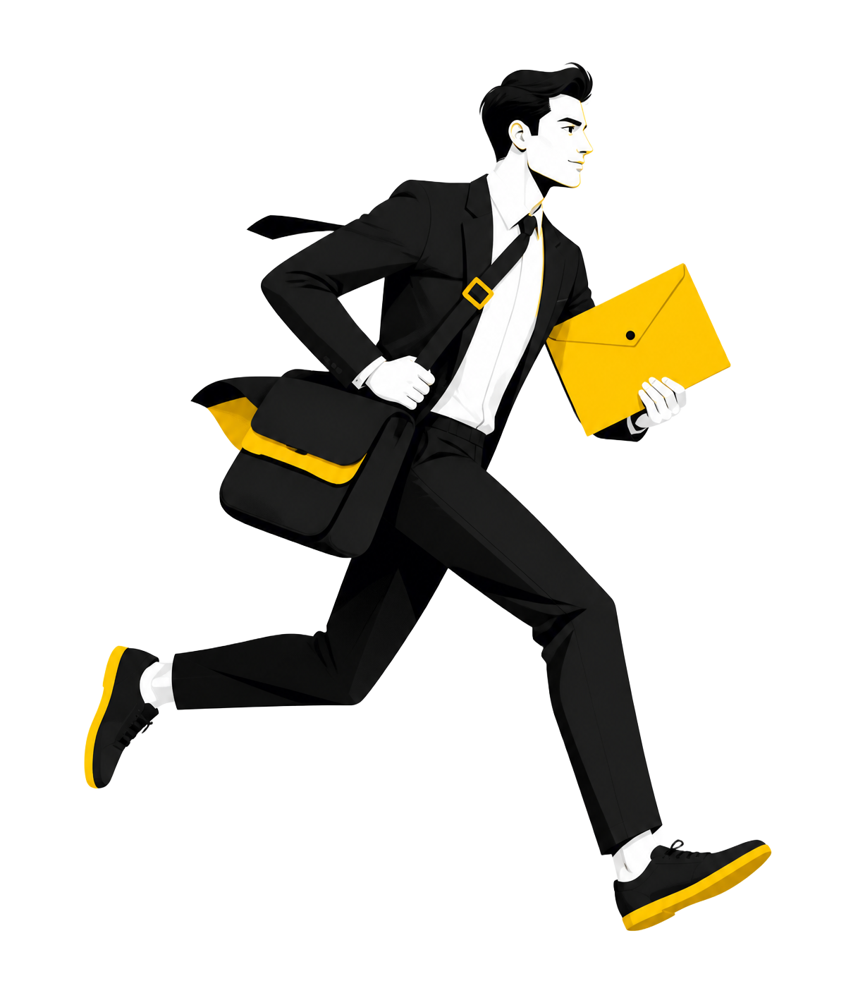 Illustration of a professional Junva courier in motion
